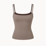 Active Dobbeltlags Tanktop - Beige/Mørkebrun