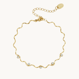 Wavy Stone Armbånd - Guldbelagt/hvid