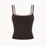 Active Dobbeltlags Tanktop - Mørkebrun/Beige