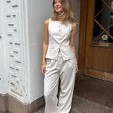 Sira Sæt (Vest + Habitbukser) - Hvid