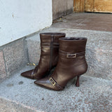 Støvlette med Høj Hæl - Mørkebrun