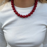 Chunky Perlehalskæde - Rød