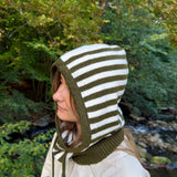 Strikket Balaclava - Stribet Grøn