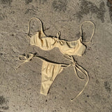 Draperet Bikini - Smørgul