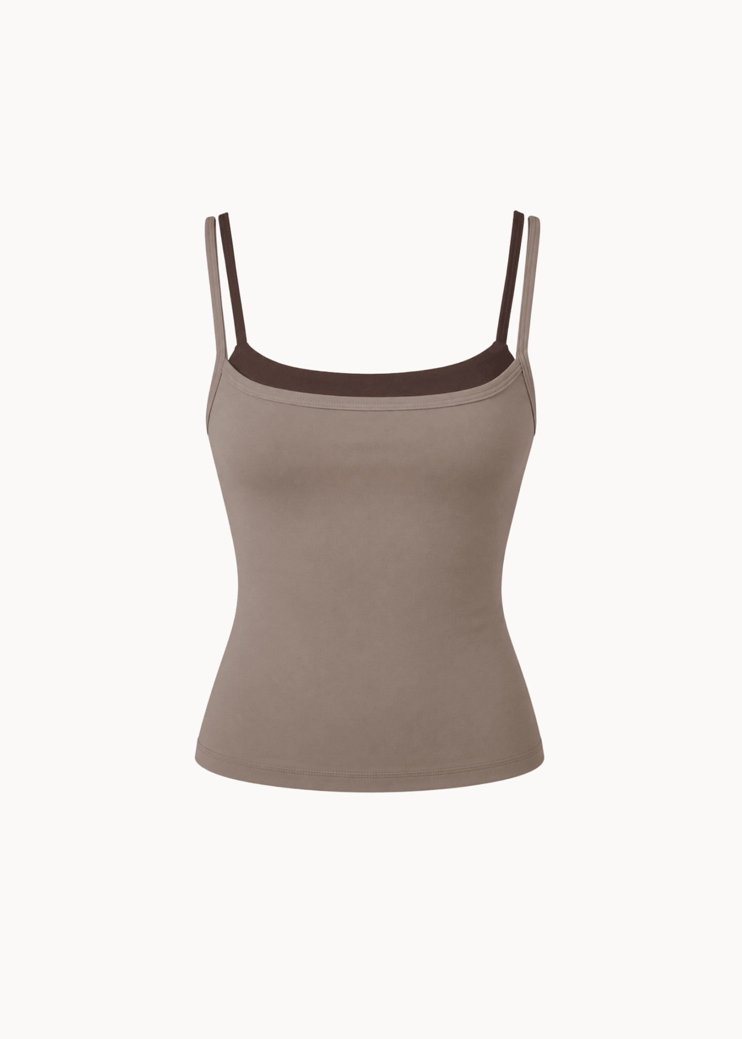Active Dobbeltlags Tanktop - Beige/Mørkebrun - ByStenholt.dk