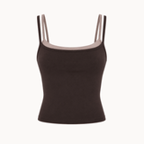 Active Dobbeltlags Tanktop - Mørkebrun/Beige - ByStenholt.dk