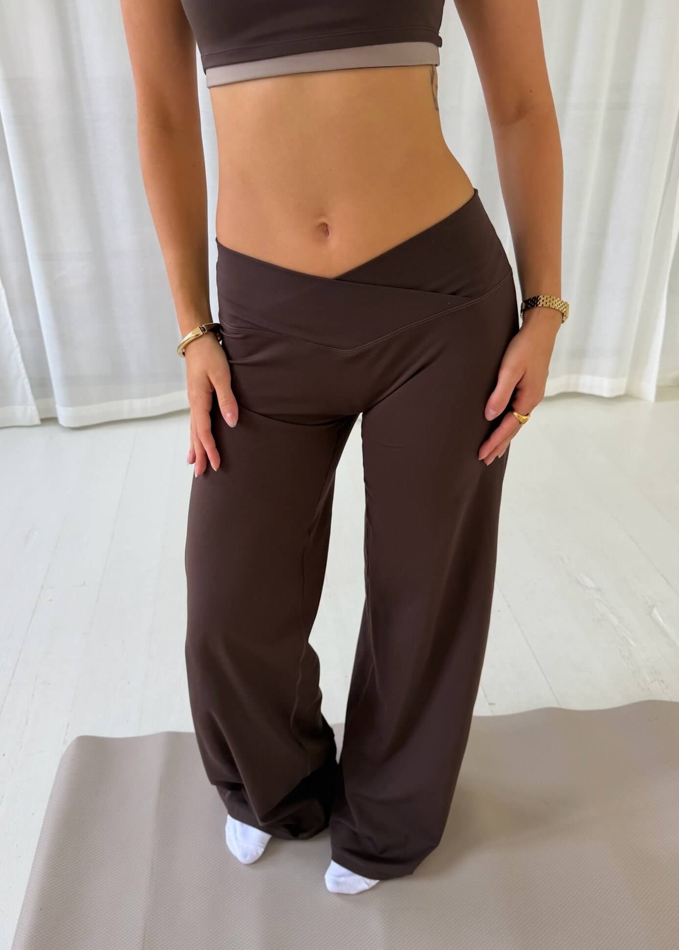 Active Straight Wrap Tights - Mørkebrun - ByStenholt.dk