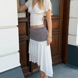 Aia Asymmetrisk Midi Nederdel - Creme/Taupe - ByStenholt.dk