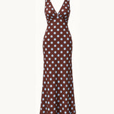 Amélie Polka Kjole - Blå/Brun - ByStenholt.dk