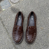 Aria Loafers med Nitter - Mørkebrun