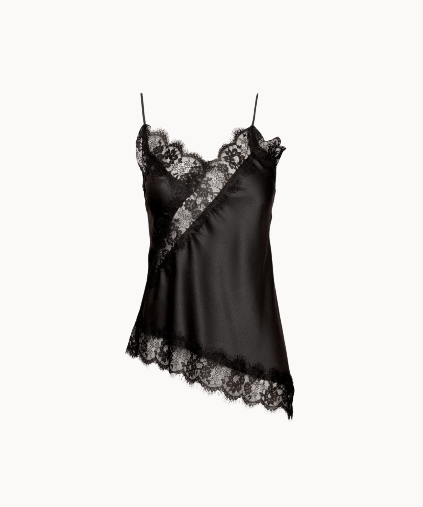 Asymmetrisk Satin Top - Sort - ByStenholt.dk