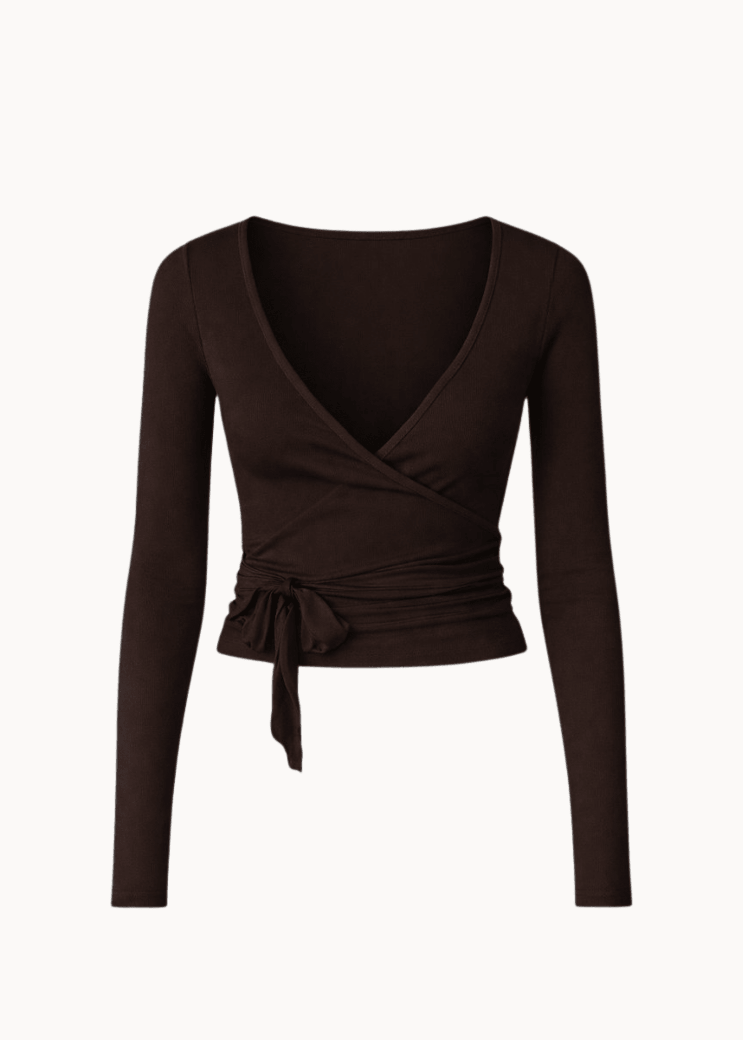 Ballet Wrap Bluse - Mørkebrun - ByStenholt.dk