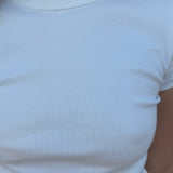 Basic Ribbet T-shirt - Hvid