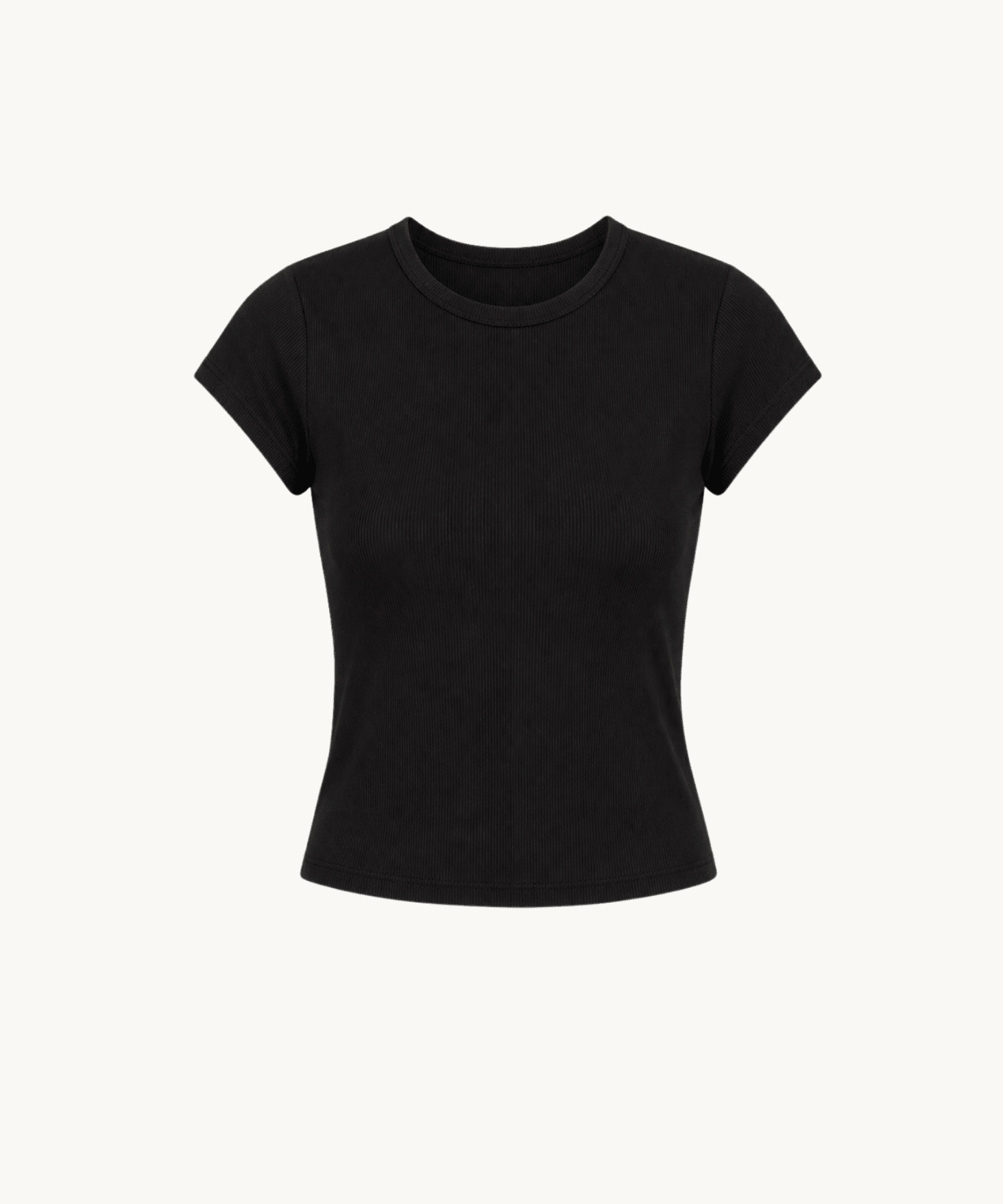 Basic Ribbet T-shirt - Sort - ByStenholt.dk