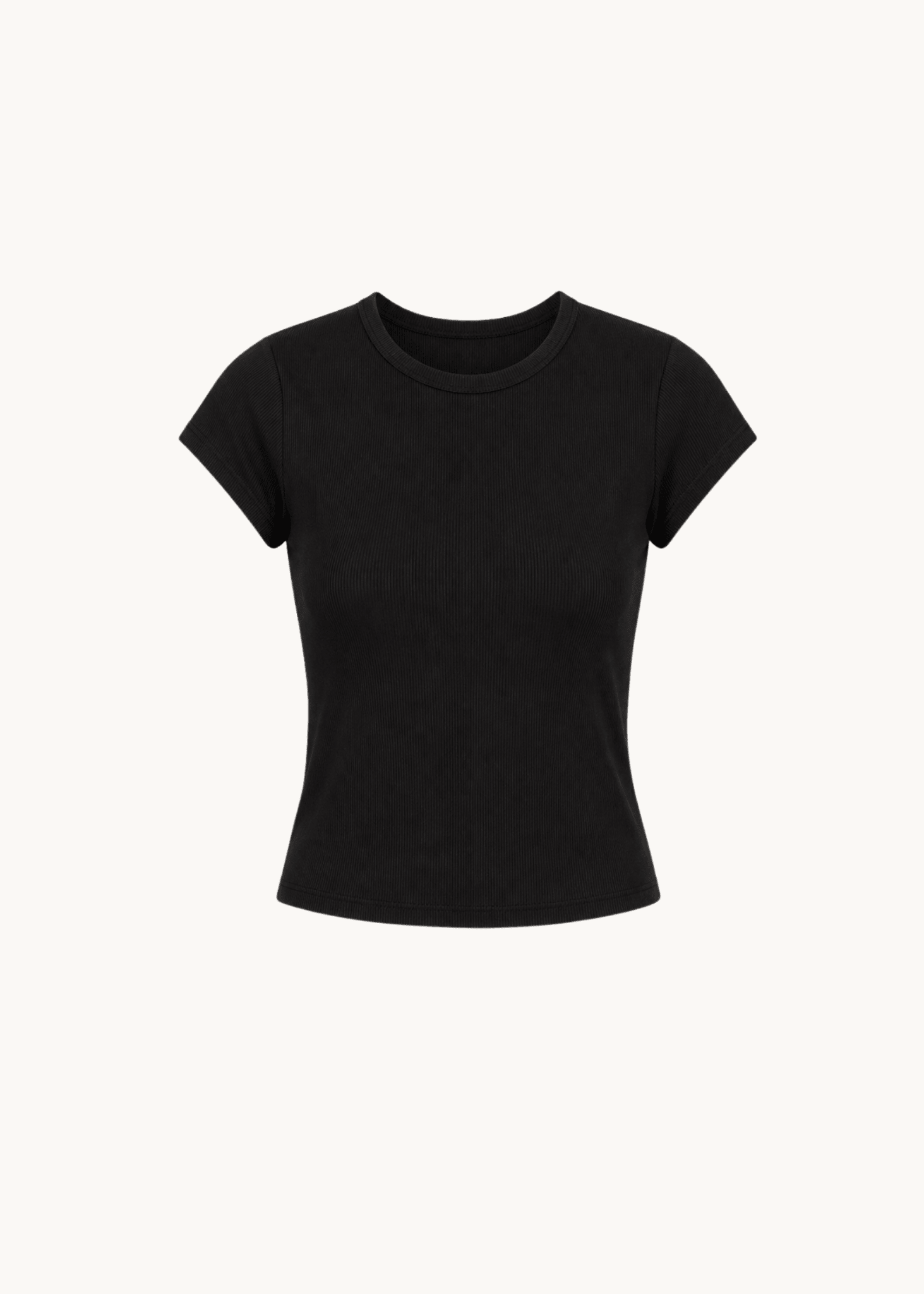 Basic Ribbet T-shirt - Sort - ByStenholt.dk