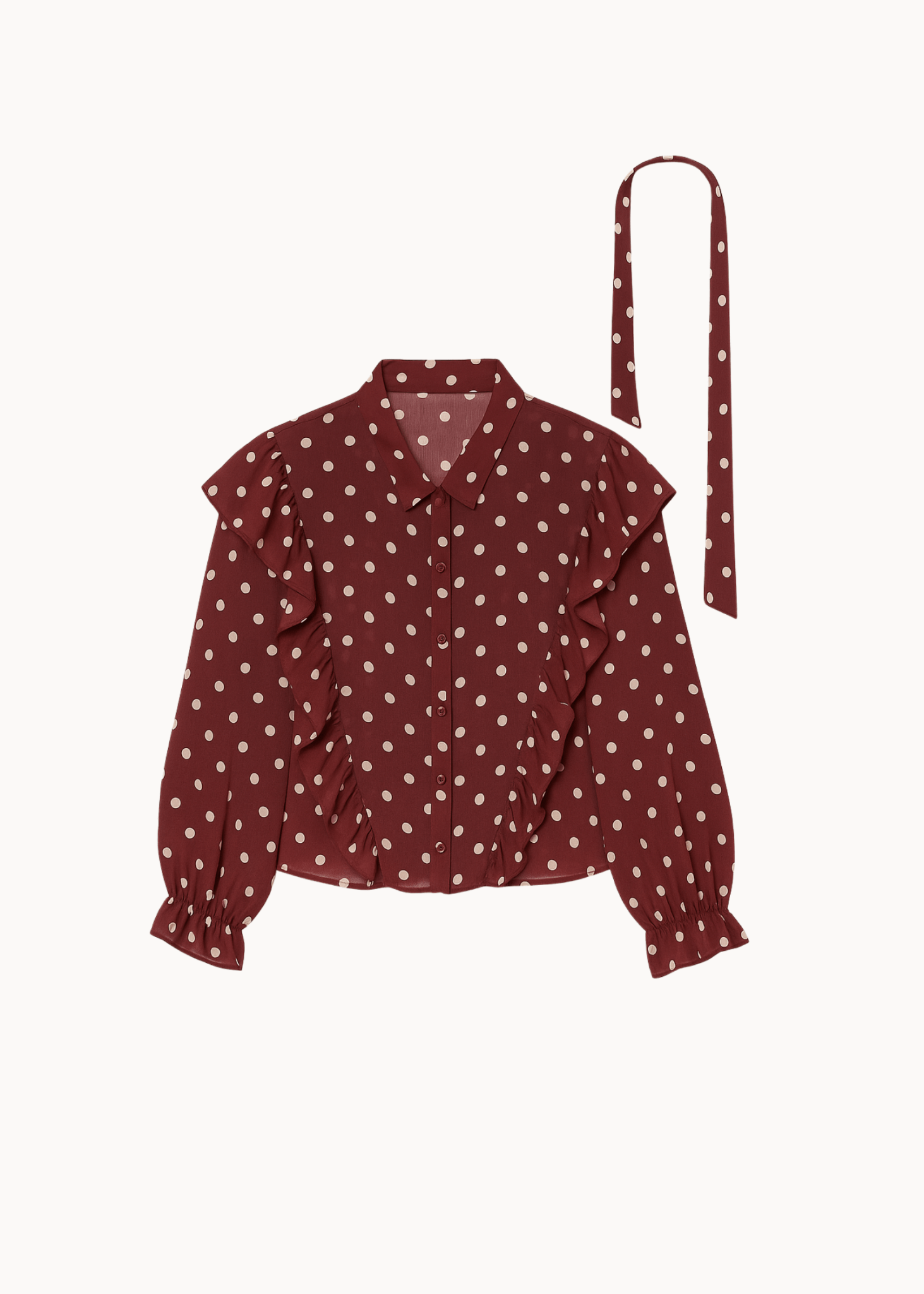 Belle Polka Skjorte - Bordeaux - ByStenholt.dk