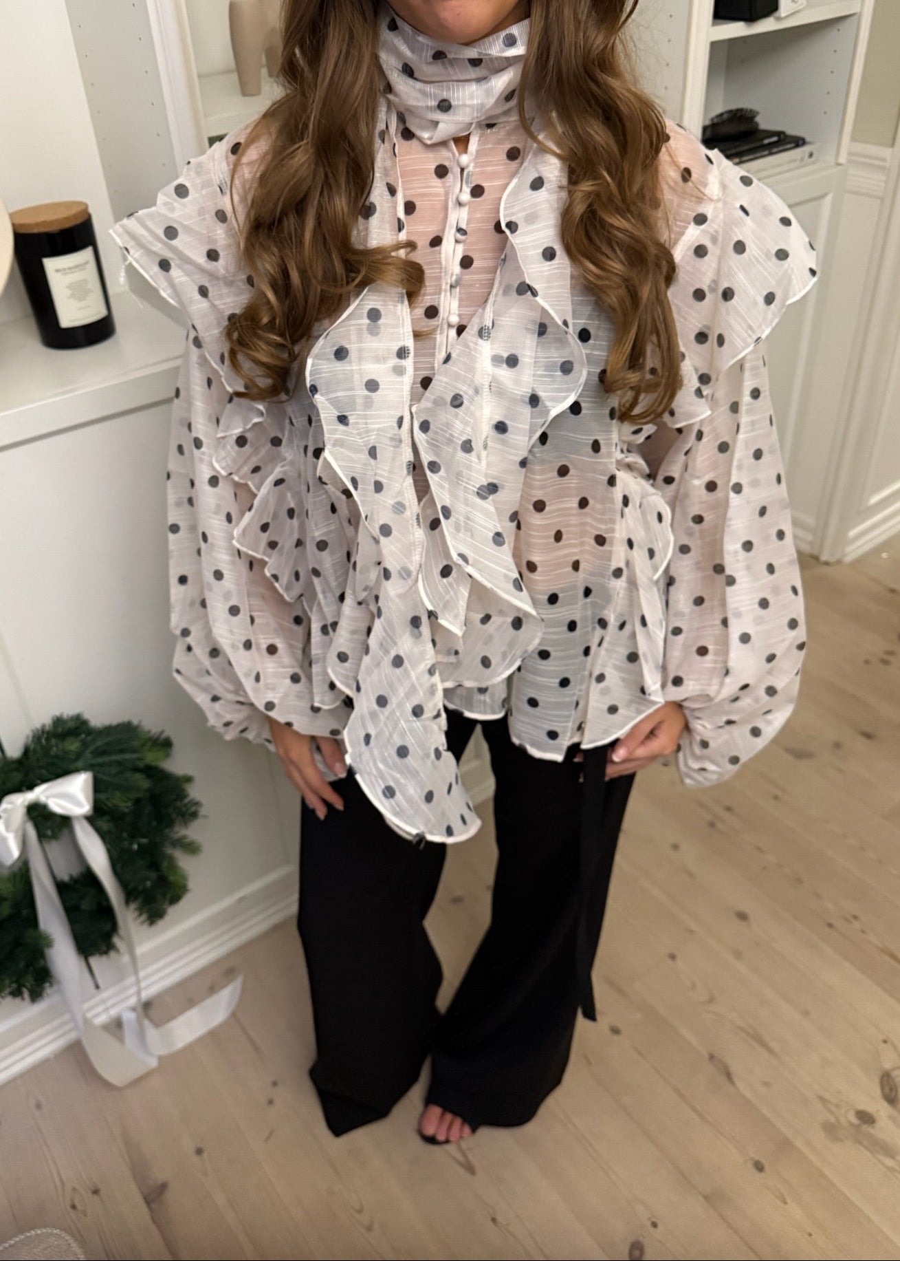 Belle Polka Skjorte - Hvid - ByStenholt.dk