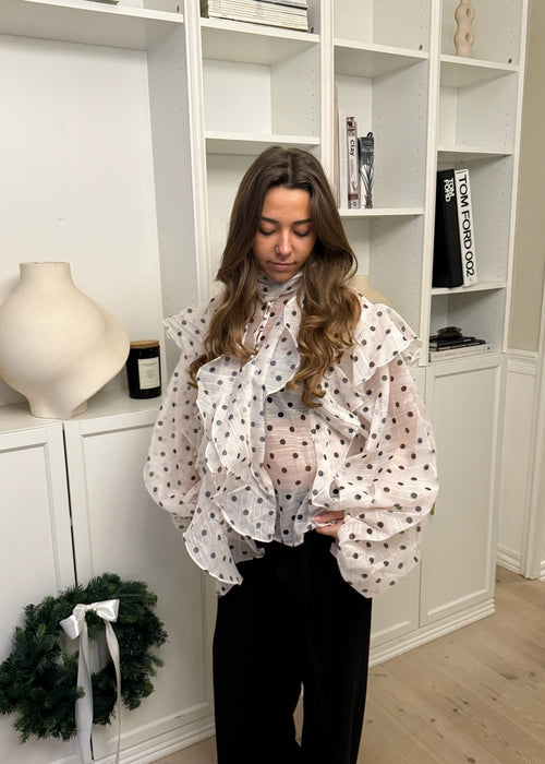 Belle Polka Skjorte - Hvid - ByStenholt.dk