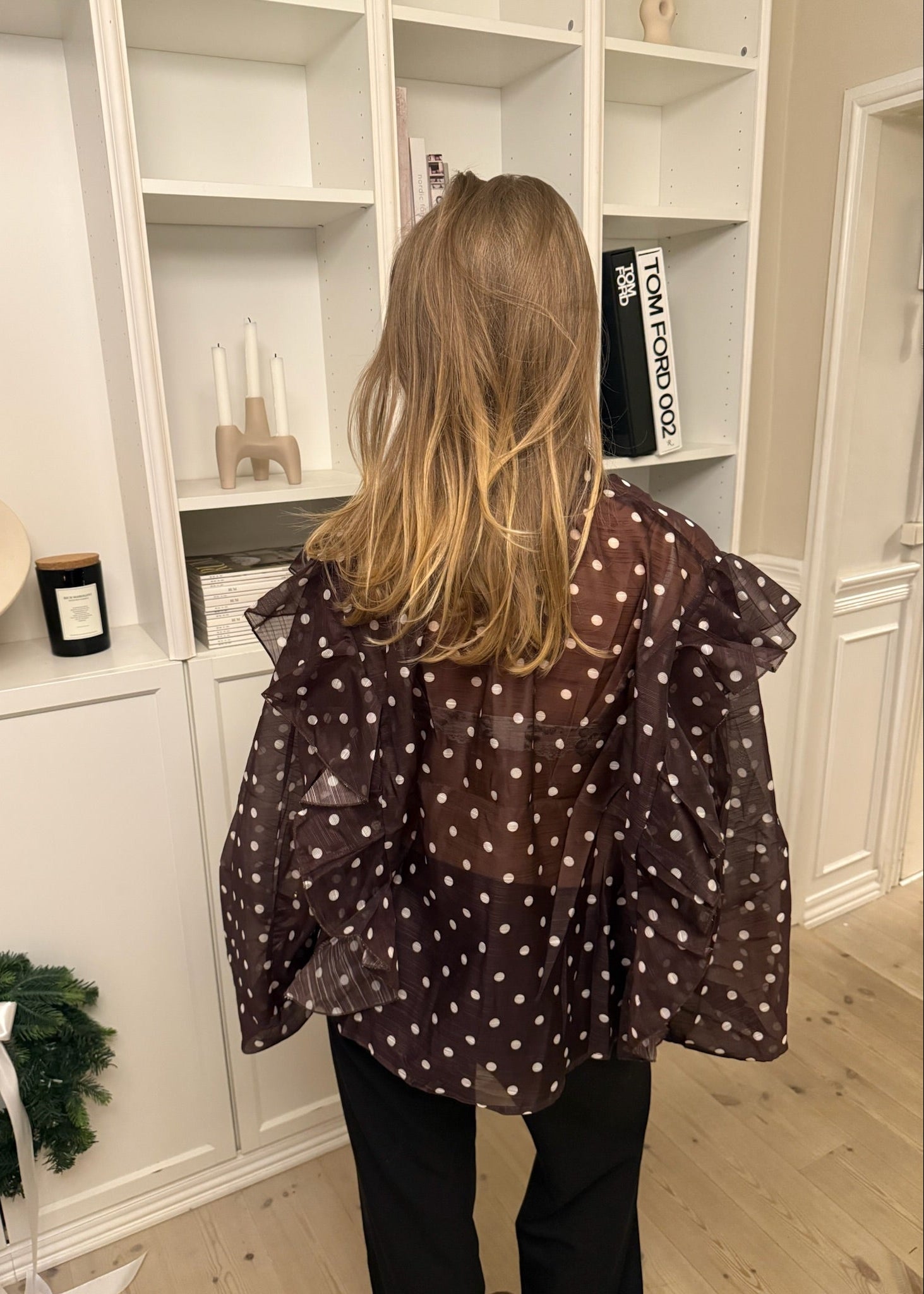 Belle Polka Skjorte - Mørkebrun - ByStenholt.dk