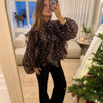 Belle Polka Skjorte - Mørkebrun - ByStenholt.dk