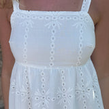 Broderet Maxi Kjole - Hvid - ByStenholt.dk