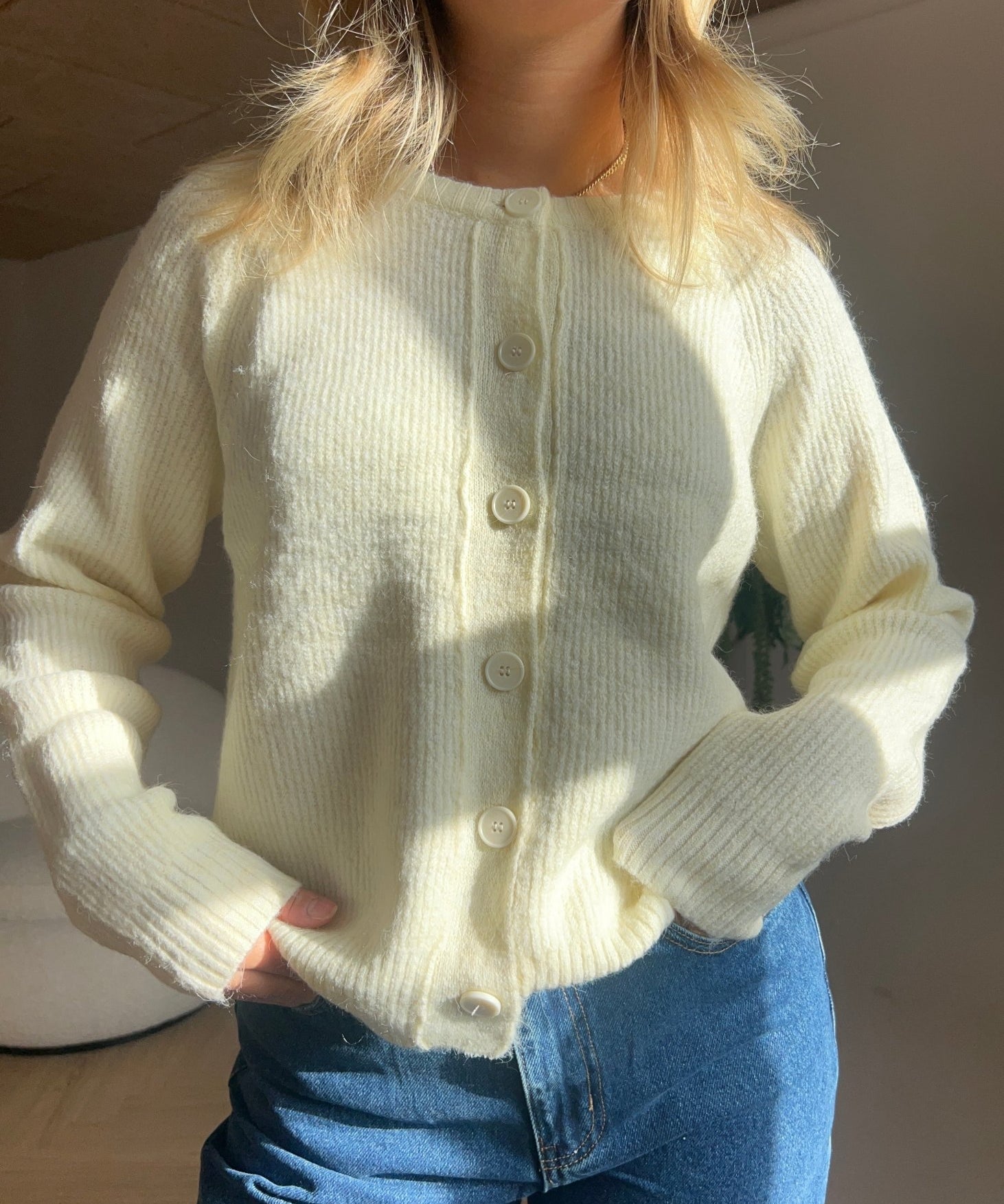 Cardigan Strik - Creme - ByStenholt.dk