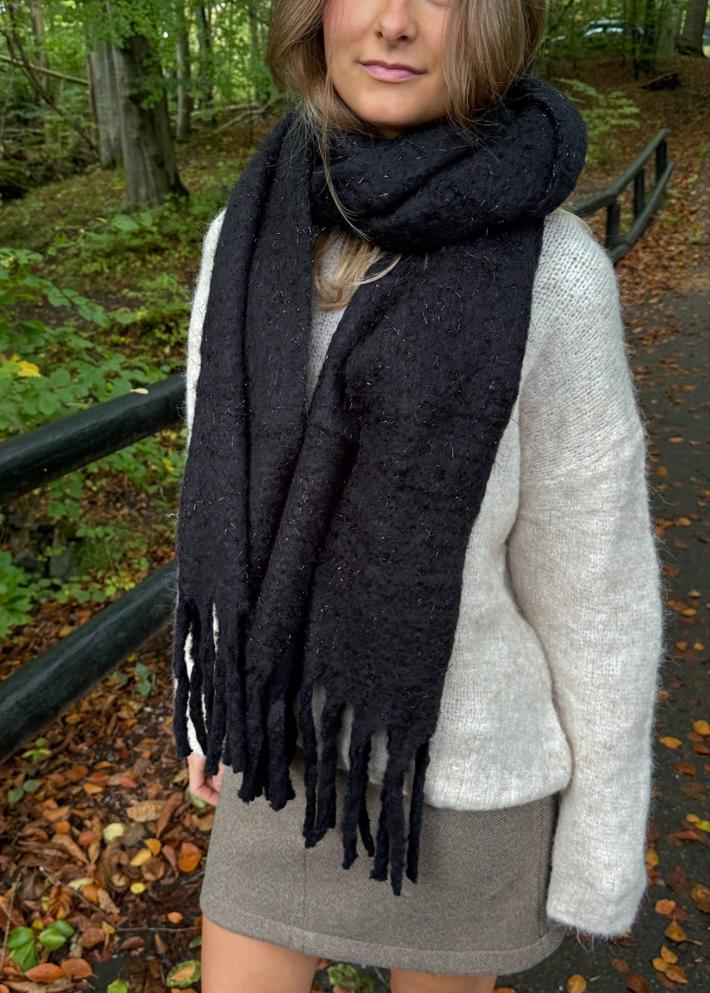 Chunky Tørklæde - Sort - ByStenholt.dk