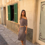 Clara Waisted Top + Aia Nederdel Sæt - Taupe - ByStenholt.dk