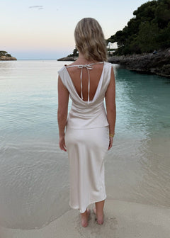 Cleo Draperet Top + Maxi Nederdel - Beige - ByStenholt.dk