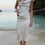 Cleo Draperet Top + Maxi Nederdel - Beige - ByStenholt.dk