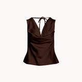 Cleo Draperet Top - Mørkebrun