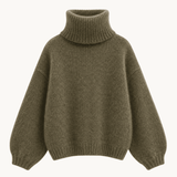 Cozy Højhalset Strik - Khaki