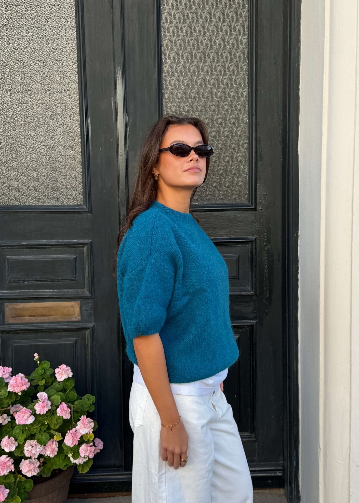 Cozy T-shirt Strik - Blågrå - ByStenholt.dk