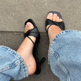 Ebba Sandaler med Hæl - Sort - ByStenholt.dk