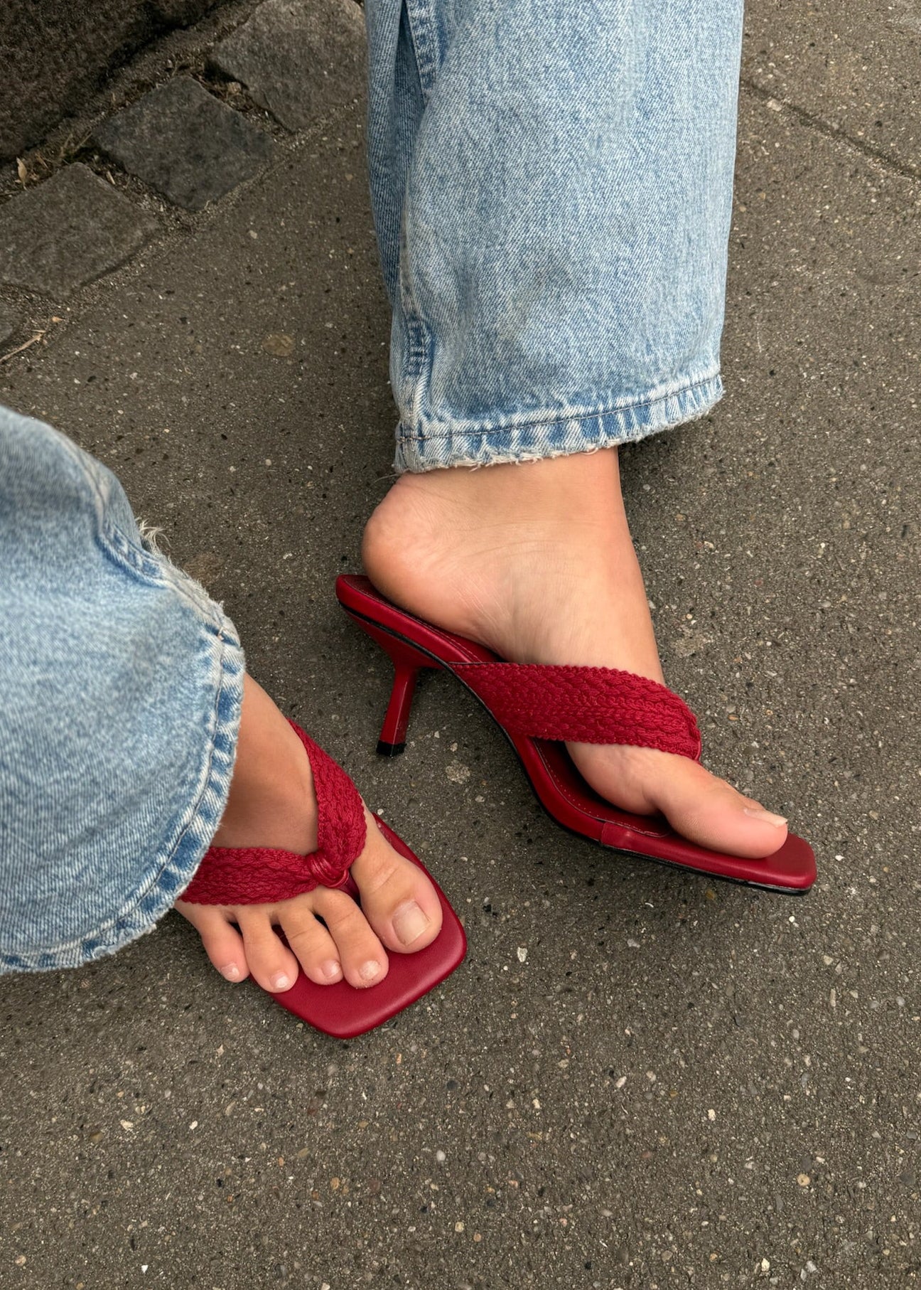 Ely Sandaler med Hæl - Rød - ByStenholt.dk