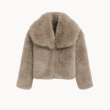 Faux Fur Kort Jakke - Taupe