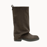 Freja Folded Suede Støvler - Mørkebrun