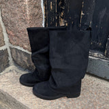 Freja Folded Suede Støvler - Sort
