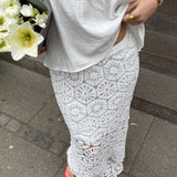 Hæklet Maxi Nederdel - Hvid - ByStenholt.dk