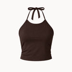 Halterneck Top + Aia Nederdel Sæt - Mørkebrun - ByStenholt.dk