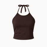 Halterneck Top + Aia Nederdel Sæt - Mørkebrun - ByStenholt.dk