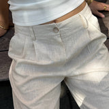 Hør Habitbukser - Beige - ByStenholt.dk