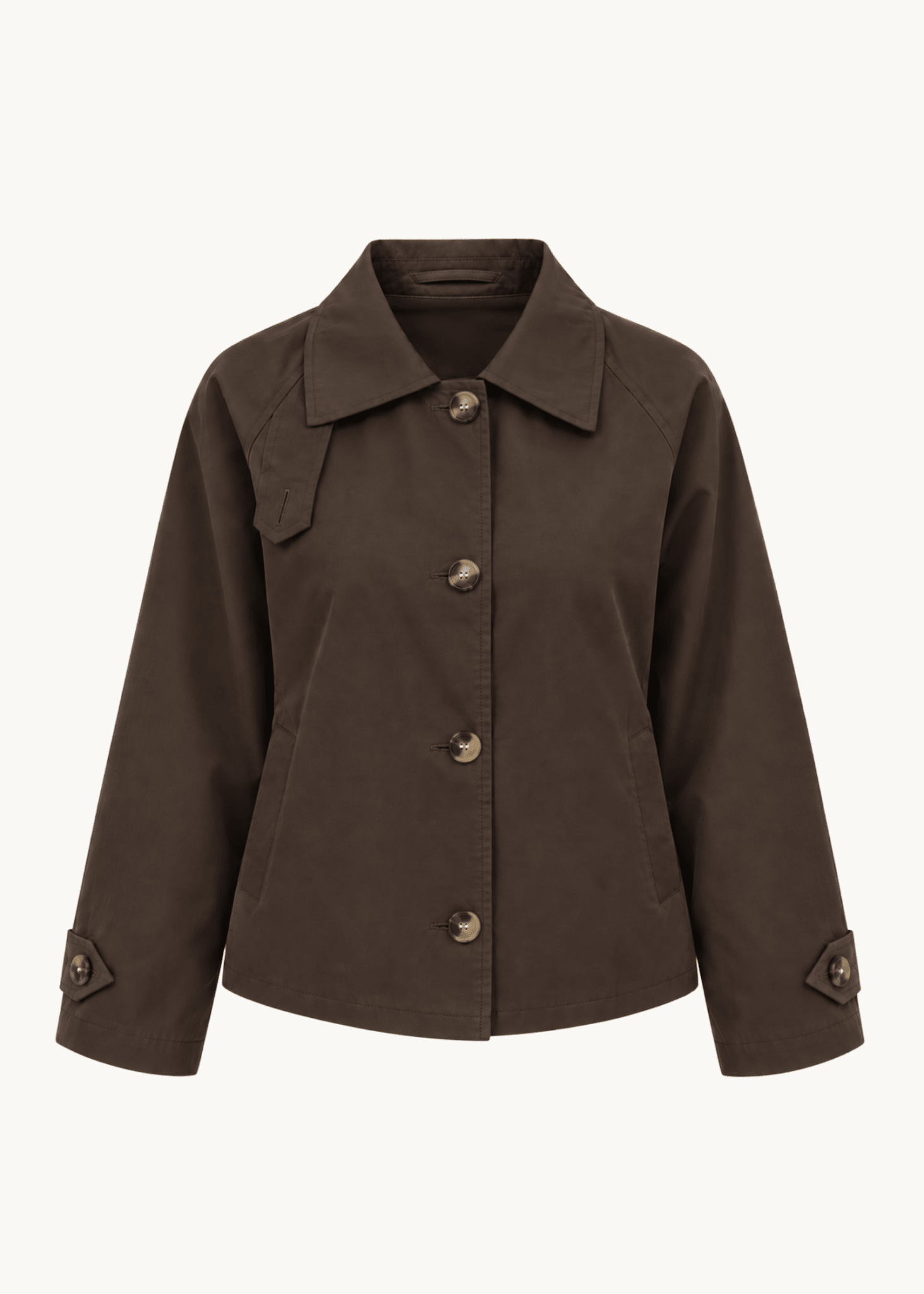 Klassisk Kort Trenchcoat - Mørkebrun - ByStenholt.dk