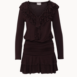 Kora Ruffle Mini Kjole - Mørkebrun - ByStenholt.dk