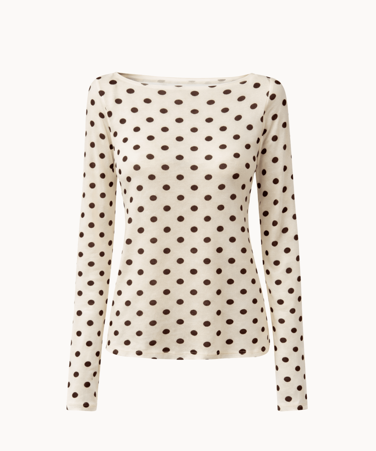 Langærmet Polka Bluse - Creme - ByStenholt.dk