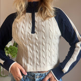 Lea Strik - Creme/Navy - ByStenholt.dk