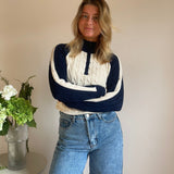 Lea Strik - Creme/Navy - ByStenholt.dk