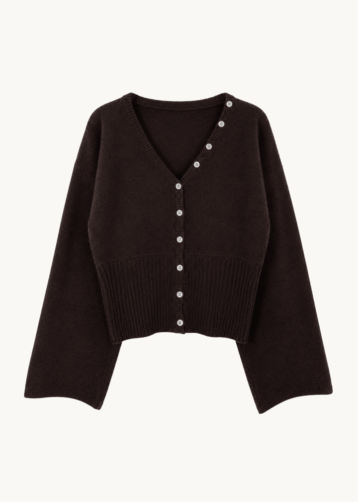 Leonora Fitted Cardigan - Mørkebrun - ByStenholt.dk