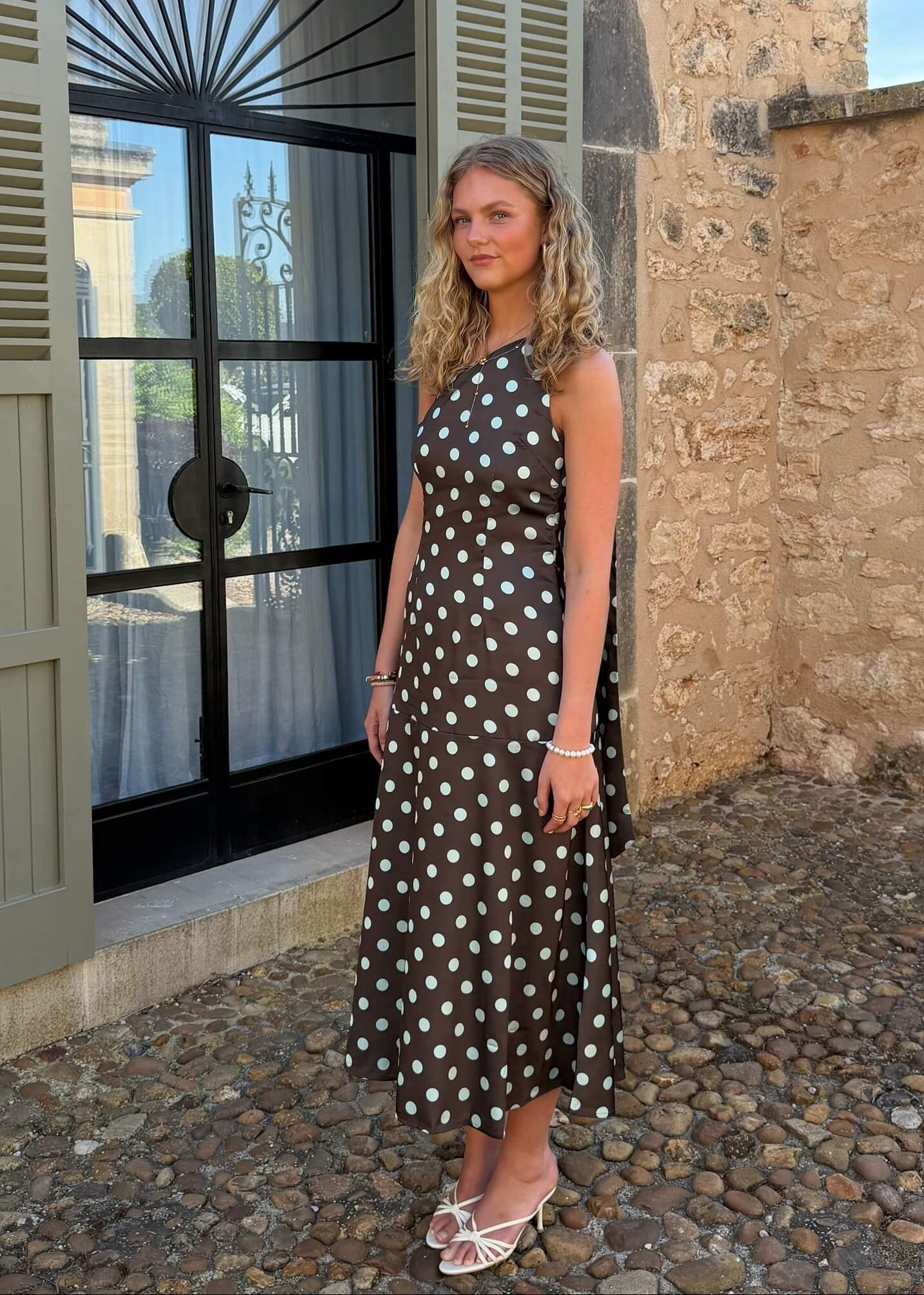 Lina Polka Maxi Kjole - Brun - ByStenholt.dk