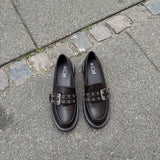Loafers med Spænde - Mørkebrun